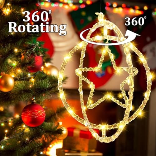 fizzytech Star Double Ring Curtain LED String Lights – 138 LED, 8 Flash Modes, Warm White Copper Wire Fairy Lights for Window, Wall, Garden, Diwali, Christmas, Wedding & Home Decoration - Image 3