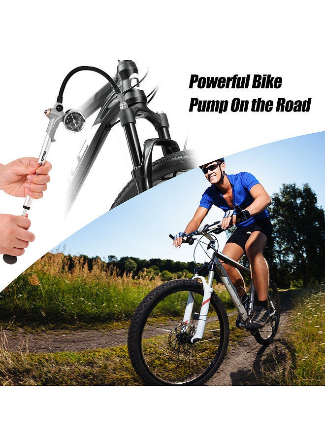 Giyo - 300PSI Front Fork and Front Suspension Pump With Gauge High Pressure Shock Pump with Lever Lock Schrader Valve Bicycle Air Shock Pump for MTB Mountain Bike - Image 1