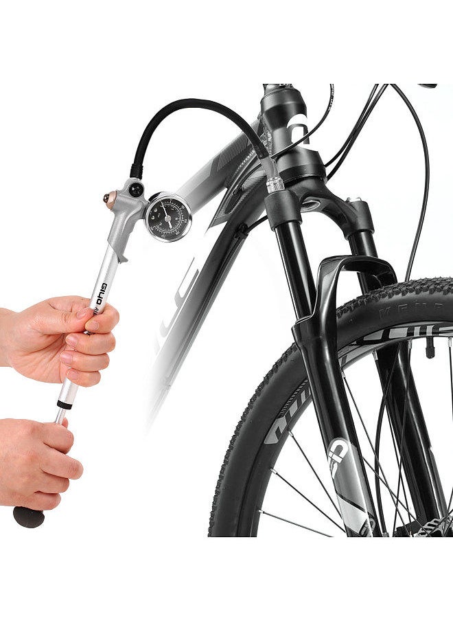 Giyo - 300PSI Front Fork and Front Suspension Pump With Gauge High Pressure Shock Pump with Lever Lock Schrader Valve Bicycle Air Shock Pump for MTB Mountain Bike - Image 1