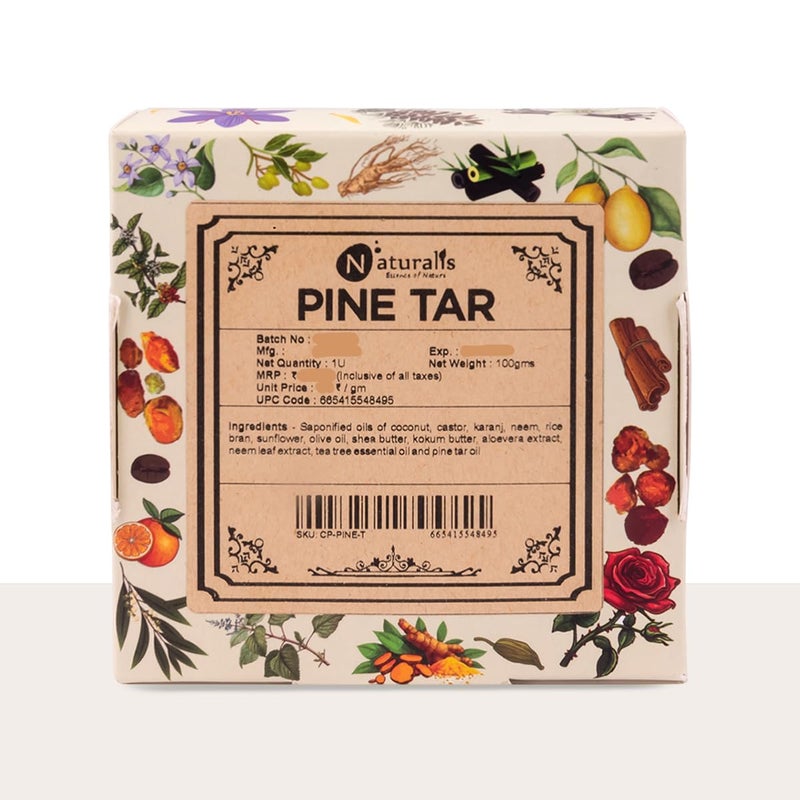 Naturalis Pine Tar Soap  Handmade Cold Pressed Soap Infused with Pine Tar Oil  Natural Luxury Soap for Deep Skin Nourishment Moisturizing and Refreshing 100g - Image 1