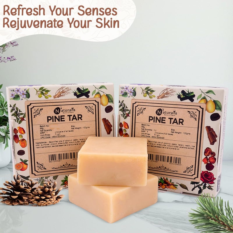 Naturalis Pine Tar Soap  Handmade Cold Pressed Soap Infused with Pine Tar Oil  Natural Luxury Soap for Deep Skin Nourishment Moisturizing and Refreshing 100g - Image 3
