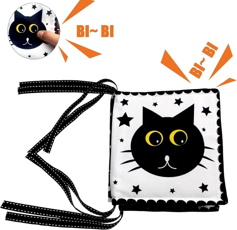 High Contrast Soft Baby Book - Black and White Sensory Cloth Book for Newborns - Image 5