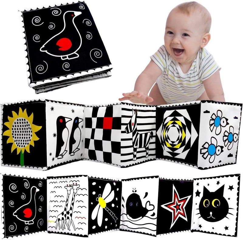 High Contrast Soft Baby Book - Black and White Sensory Cloth Book for Newborns - Image 1