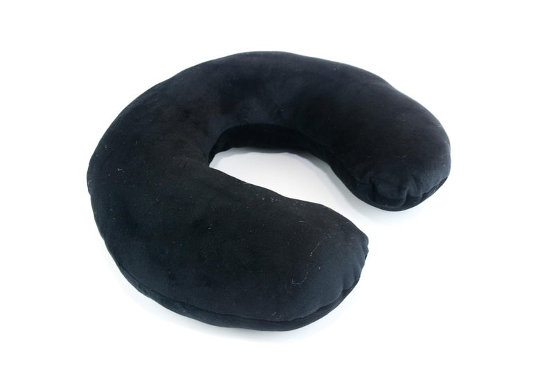 Comfy Neck Support Soft Fiber Travel Neck Pillow U-Shape For Car, Travel, Office,Airplane and Gifts - Black - Image 1