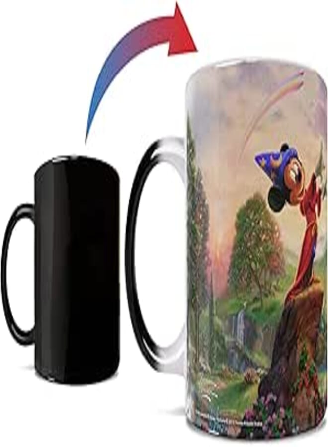 Disney - Fantasia - Mickey Mouse - Thomas Kinkade - One 11 oz Morphing Mugs Color Changing Heat Sensitive Ceramic Mug – Image Revealed When HOT Liquid Is Added!