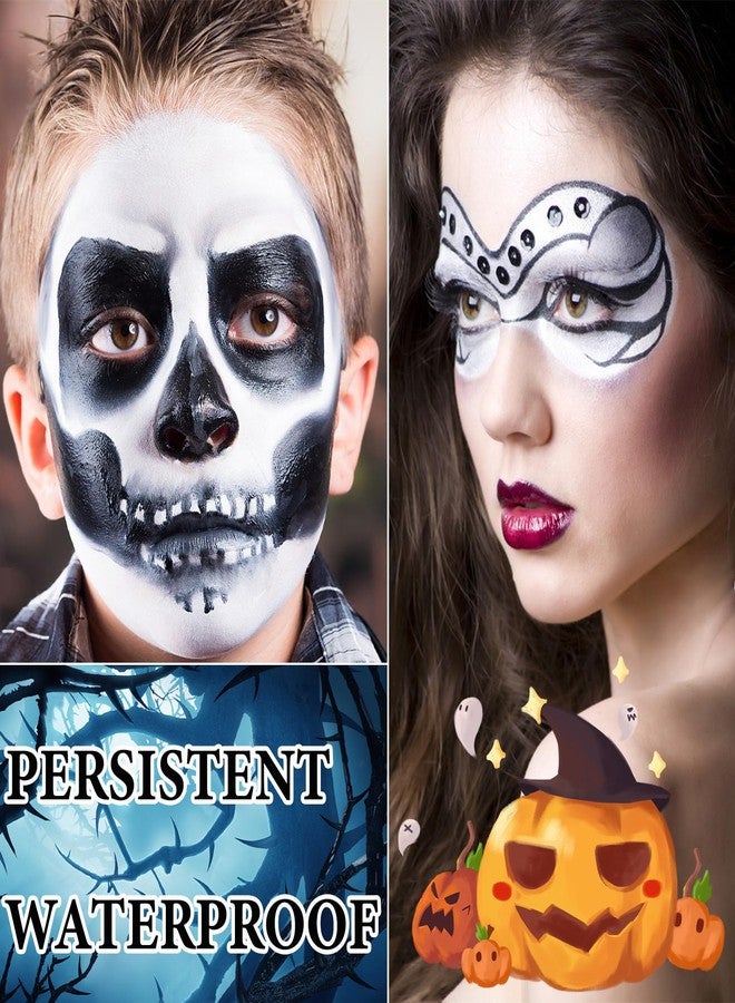 WENJLYJ 2 PCS Black White Cream Face & Body Paint Set, Halloween SFX Makeup Kit, Professional Face Painting Kit for Zombie Skeleton Cosplay Clown Makeup - Image 4