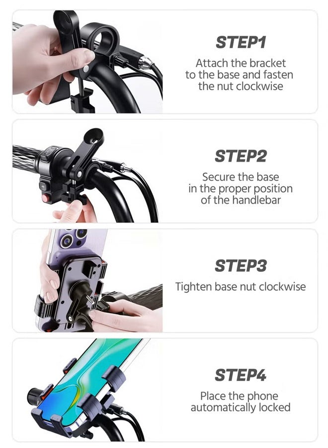 Adjustable Bicycle Holder, Shock-absorbing Motorcycle Mobile Phone Holder, All Kinds of Mobile Phones Can be Used - Image 4