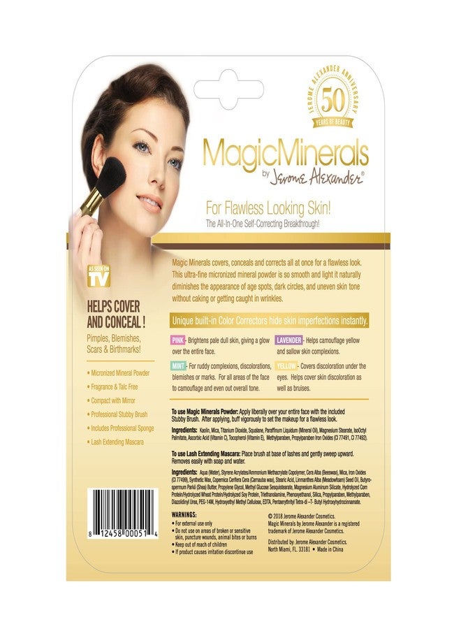 Jerome Alexander MagicMinerals by Jerome Alexander, Mineral Powder Foundation Set with Mirror Compact, Lash Extending Mascara, Professional Stubby Brush & Blending Sponge, Medium - Image 2