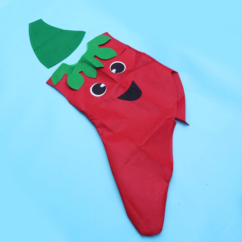 Children's Fruit Vegetables Costume Kids Party Clothing Costumes for Halloween Cosplay Holidy (Pepper) - Image 1