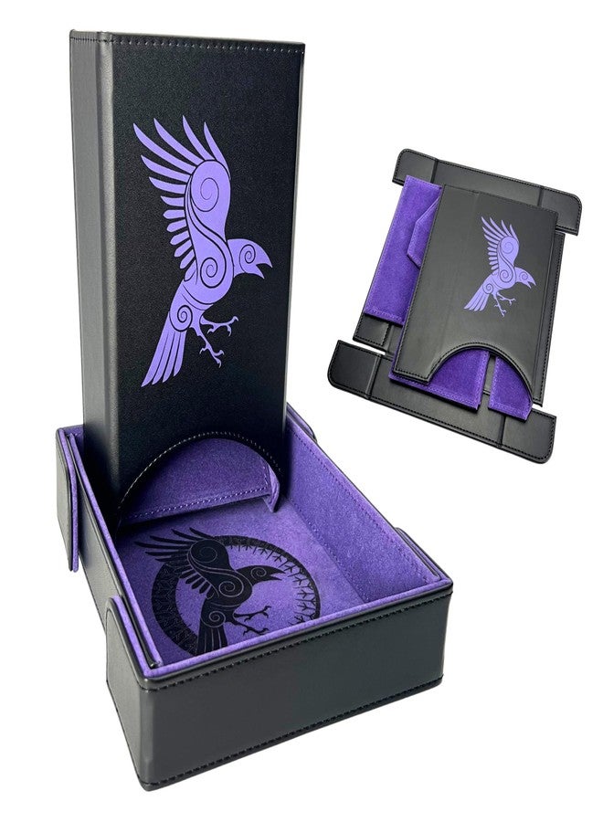 Luck Lab Folding Dice Tower and Dice Tray for RPG Table Top Gaming - Black/Purple - Raven Design - Image 1