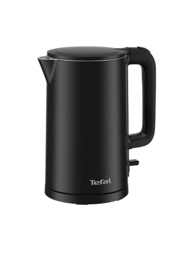 تيفال Tefal Thermo Protect Stainless Steel Double Layer Kettle, 1.5L, Auto OFF - KO1408E0 1.5 L 1500 W KO1408E0 black - Image 1