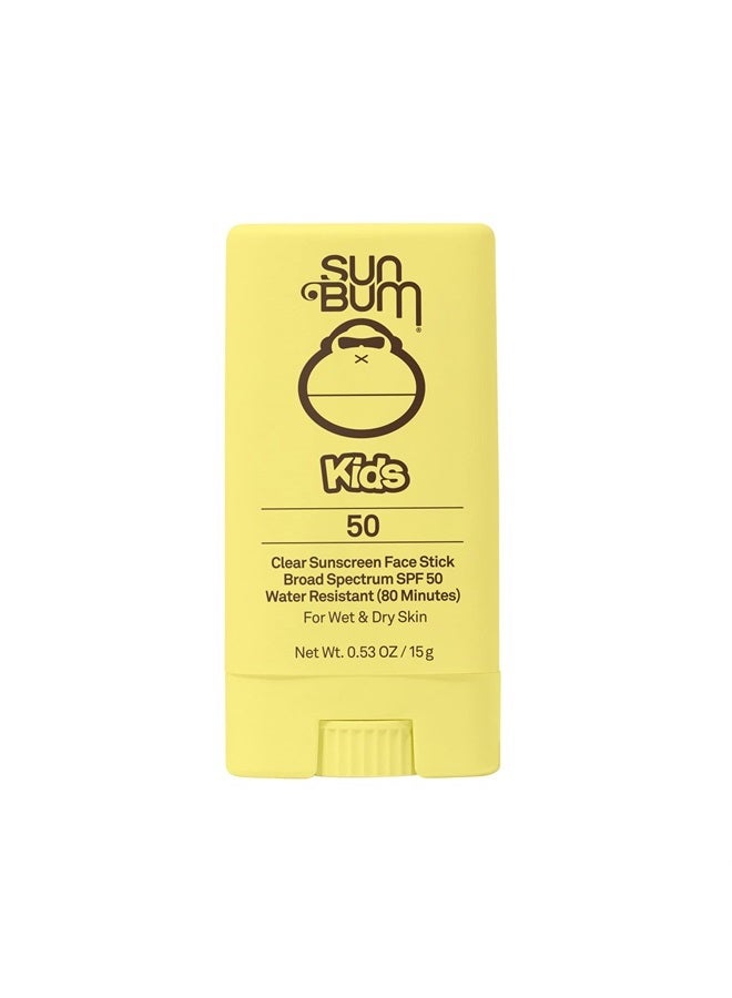 Kids SPF 50 Clear Sunscreen Face Stick | Wet or Dry Application | Hawaii 104 Reef Act Compliant (Octinoxate & Oxybenzone Free) Broad Spectrum UVA/UVB Sunscreen | 0.53 oz