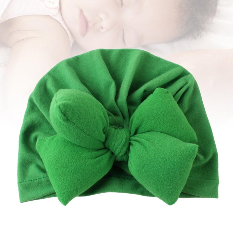 Adjustable Baby Bowknot Hat Soft Cotton Newborn Photo Prop Green - Image 4