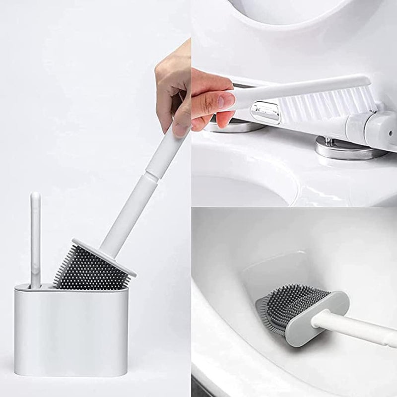 KASTWAVE Flex Toilet Brush, with 2 Clean Brushes, Toilet Cleaning System, Wall Toilet Wand No-Slip Long Handle Soft Silicone Bristle Clean Toilet Corner Easily - Image 2
