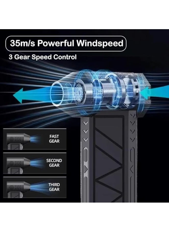 Saudi Deals - Compressed Air Duster, 130,000 RPM Electric Air Blower with 3 Adjustable Speed Settings, 5000mAh Rechargeable Cordless Design, Turbo Jet Fan for Computer Keyboards, and Car - Image 1