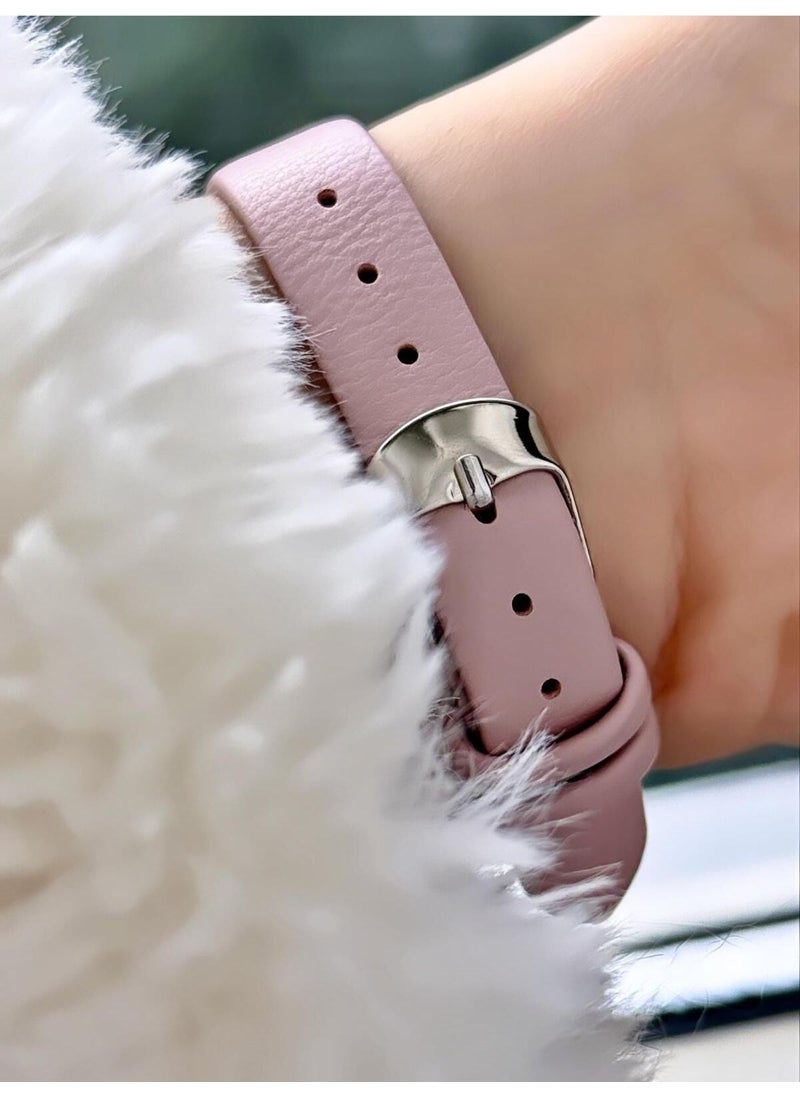 Q&Q Minimal Elegant Thin Case Women's Leather Band Wristwatch  - Image 3