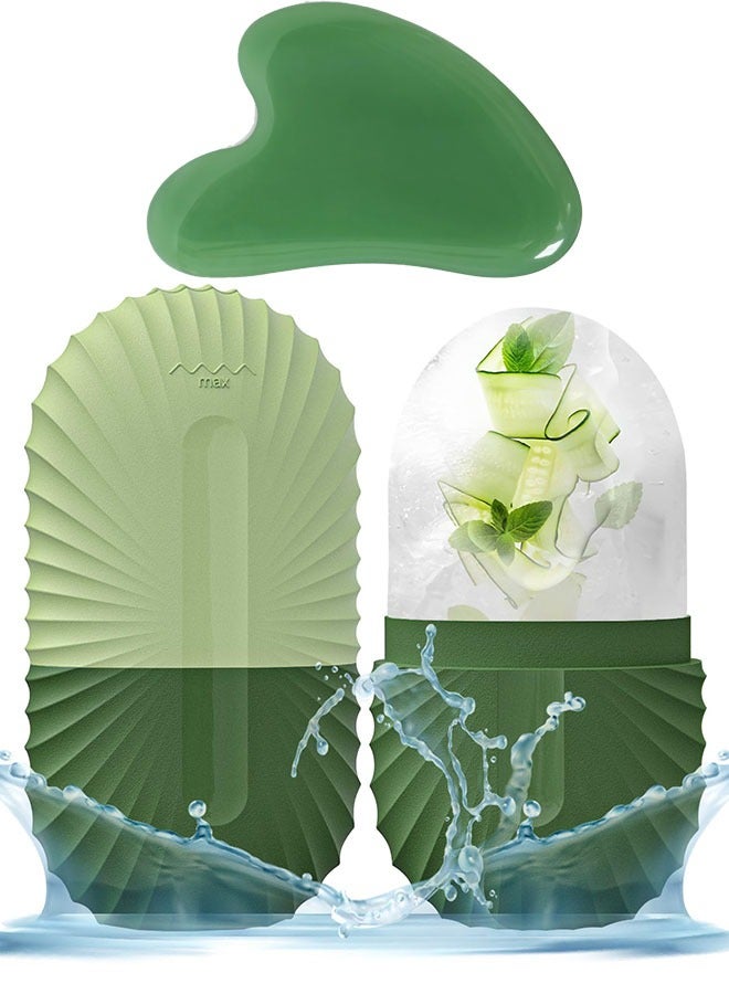 Dominy Ice Roller for Face and Gua Sha Set, Ice Face Roller Mold for Skin Care, Face Ice Roller and Gua Sha tools, Ice Cube Roller for Eyes and Neck, Remove Puffiness, Lift Skin, Remove Fine Lines - Image 1