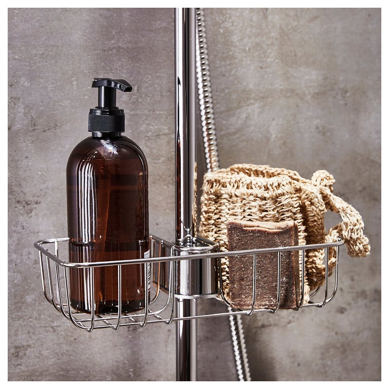 VOXNAN Chrome-Plated Shower Shelf with Wire Basket, 25x13x6 cm - Image 3