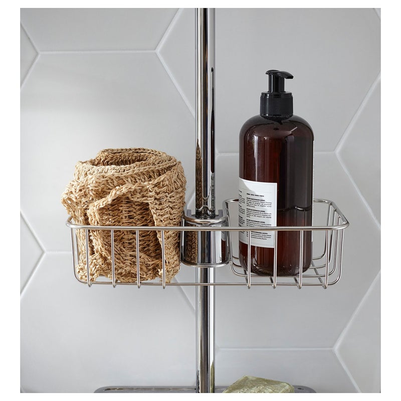 VOXNAN Chrome-Plated Shower Shelf with Wire Basket, 25x13x6 cm - Image 2
