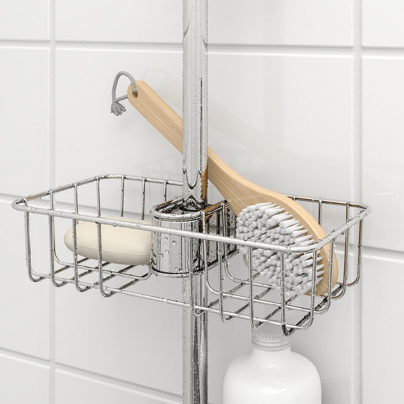VOXNAN Chrome-Plated Shower Shelf with Wire Basket, 25x13x6 cm - Image 4