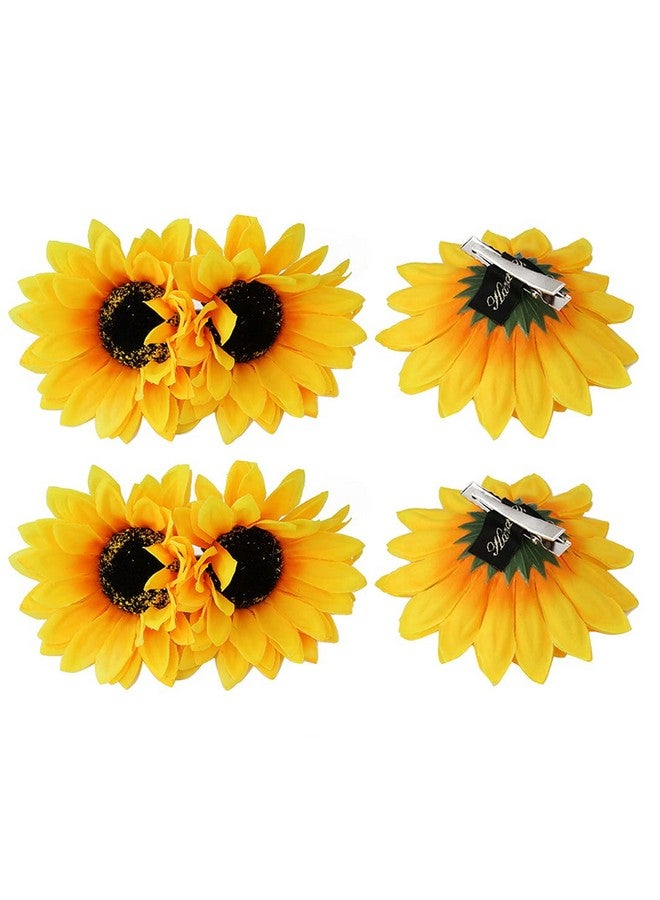Quupy 6Pcs Sunflower Hair Alligator Clips Hair Pins Hair Clamp Barrettes Wedding Bridal Hair Styling Accessories For Women Girls Hawaiian Beach Vacation Party Holiday Decoration - Image 1