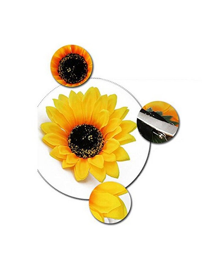 Quupy 6Pcs Sunflower Hair Alligator Clips Hair Pins Hair Clamp Barrettes Wedding Bridal Hair Styling Accessories For Women Girls Hawaiian Beach Vacation Party Holiday Decoration - Image 3
