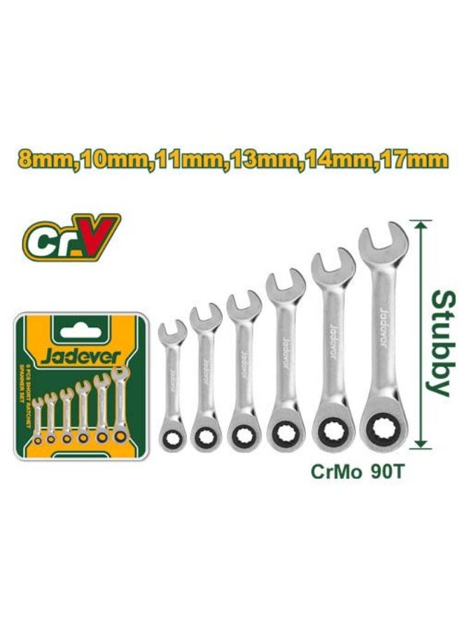 jadever 6 Pcs Short ratchet spanner set JDSP6406 - Image 1
