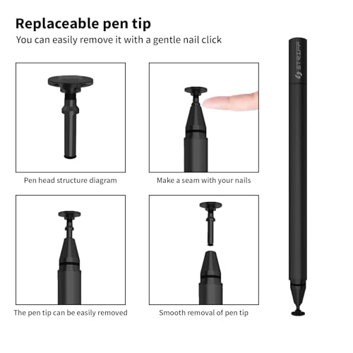 STRIFF Universal Capacitive Stylus, High-Precision Capacitive Pen for Touch Screen Devices (iPad, X/ 8/8 Plus, Samsung Galaxy Note 8 and More) Black - Image 2