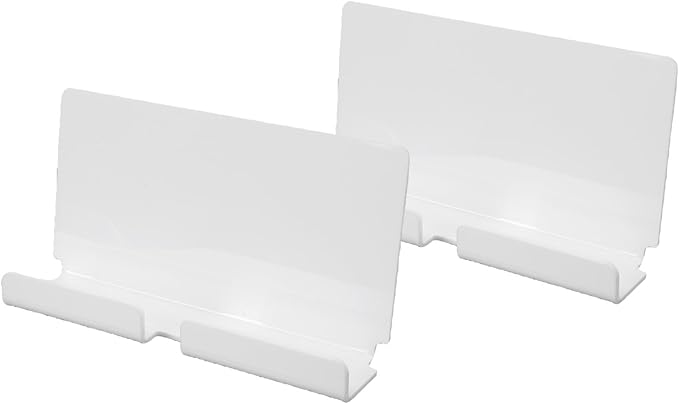 White Acrylic Tablet Wall Mount Holder With Cable Grooves Adhesive Installation - Image 1