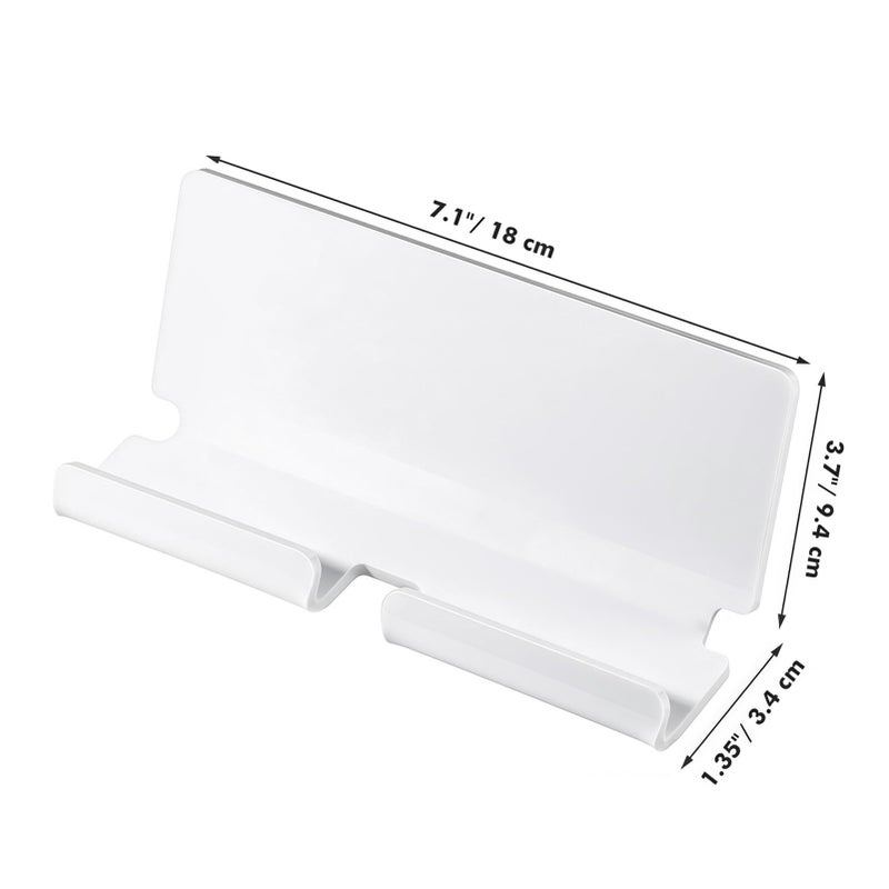 White Acrylic Tablet Wall Mount Holder With Cable Grooves Adhesive Installation - Image 5