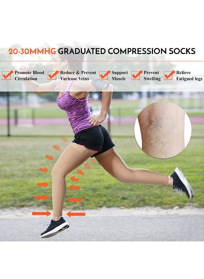 Generic - 1 Pair Thigh High Socks Men Women 20-30mmHg Stockings Sleeves for Varicose Vein Swelling - Image 1