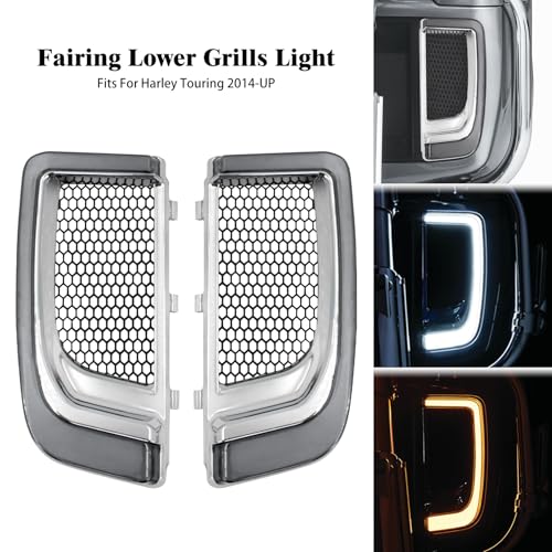 HDBUBALUS Engine Guard Lowers Grills Leg Fairing LED Turn Signal Light Running Light Compatible with Harley Touring Street Glide Road Glide Electra Glide FLHTK FLTRU 2014-2023 Chrome - Image 3
