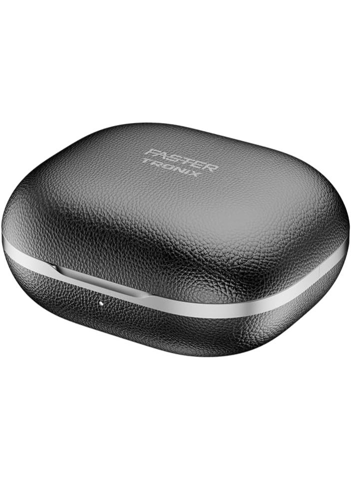 Faster TroniX Half In-Ear Earbuds Bluetooth 5.4 with ENC Tech, LED Display Charging Case, 8H Playback, 13mm Driver, Enhanced Bass, Type-C Charging, True Wireless Earbuds with Mic (Midnight Black) - Image 4
