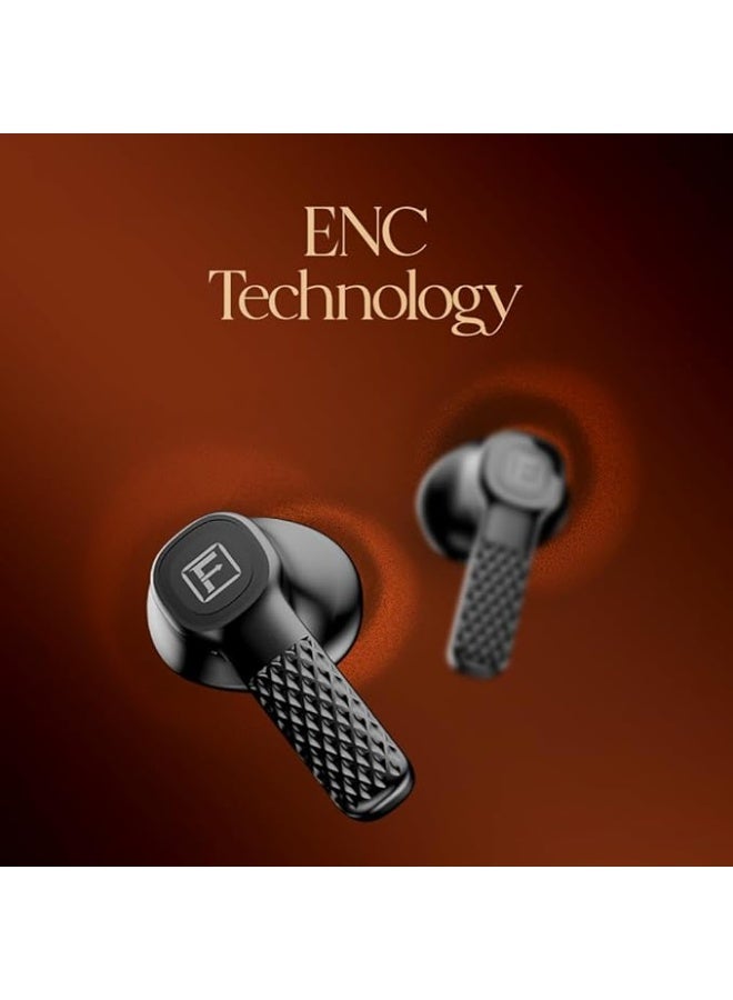 Faster TroniX Half In-Ear Earbuds Bluetooth 5.4 with ENC Tech, LED Display Charging Case, 8H Playback, 13mm Driver, Enhanced Bass, Type-C Charging, True Wireless Earbuds with Mic (Midnight Black) - Image 3