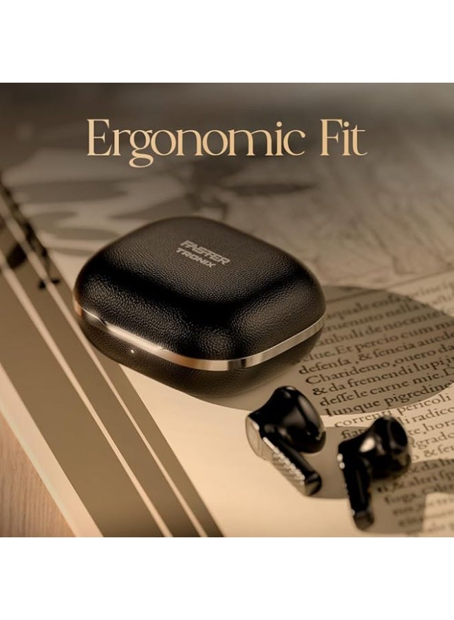 Faster TroniX Half In-Ear Earbuds Bluetooth 5.4 with ENC Tech, LED Display Charging Case, 8H Playback, 13mm Driver, Enhanced Bass, Type-C Charging, True Wireless Earbuds with Mic (Midnight Black) - Image 5