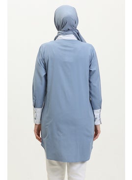 Sefa Merve Striped Garnish Tunic 4823-08 Indigo  - Image 5