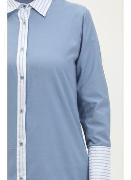 Sefa Merve Striped Garnish Tunic 4823-08 Indigo  - Image 4