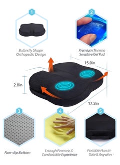 VENDIX Ergonomic Seat Cushion, Premium 5-Layer Memory Foam and Gel Chair Pad with Anti-Slip Base, Long Hours Posture Support Seat for Office, Car, Home,  - Image 4