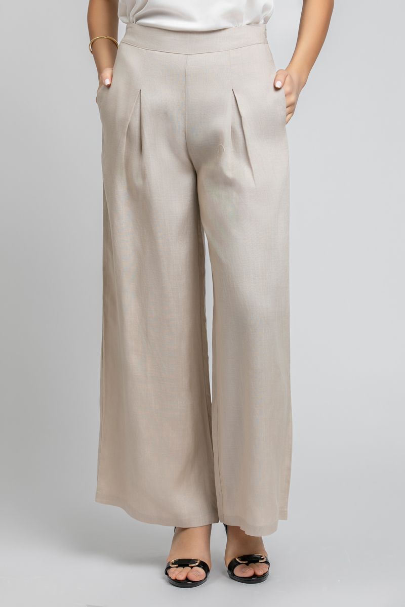 RINA Wide Leg Pants with Front Pleats - Image 2