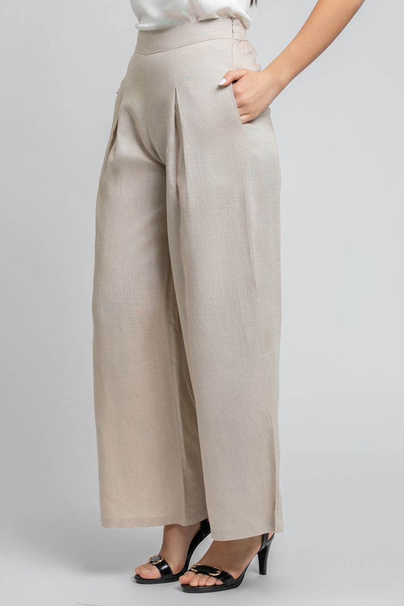 RINA Wide Leg Pants with Front Pleats - Image 3