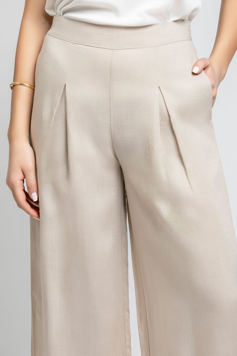 RINA Wide Leg Pants with Front Pleats - Image 4