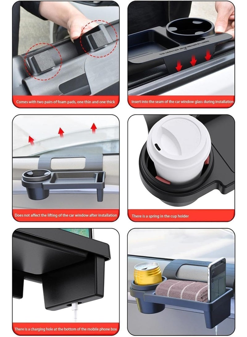 Soofam Car Window Multifunctional Storage Tray Organizer,  New Door Side Hanging Organizer with Cup Holder – Seat Gap Storage Box for Phones, Keys, Bottles, and Small Items - Image 3