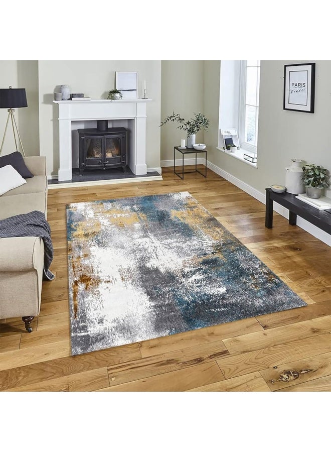 HANDPICKED FURNITURE Abstract Grey Rectangular Carpet Ultra Soft Area Carpets For Bed Room Living Room And Dining Room Anti-Slip Floor Carpets Easy To Clean Made In Turkey 200X300Cm - Image 1