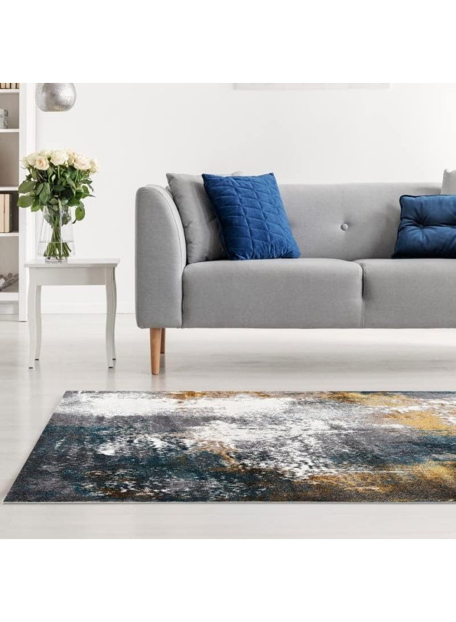 HANDPICKED FURNITURE Abstract Grey Rectangular Carpet Ultra Soft Area Carpets For Bed Room Living Room And Dining Room Anti-Slip Floor Carpets Easy To Clean Made In Turkey 200X300Cm - Image 2