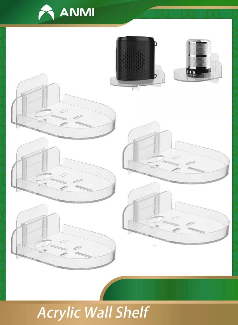 Anmi Clear Acrylic Wall Shelf 5Pack for Smart Security Cameras, Baby & Pet Monitors, Small Floating Shelf for Plants, Speaker, Dog Camera, with Cable Clips - Image 1