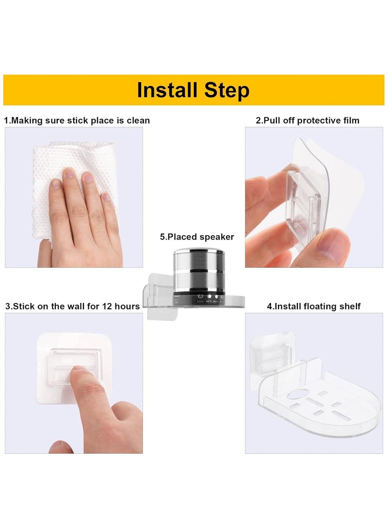 Anmi Clear Acrylic Wall Shelf 5Pack for Smart Security Cameras, Baby & Pet Monitors, Small Floating Shelf for Plants, Speaker, Dog Camera, with Cable Clips - Image 5