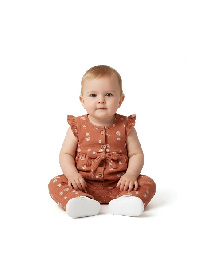 Bambimici Bambimici Little Rainbow & Sun print Baby Jumpsuit
