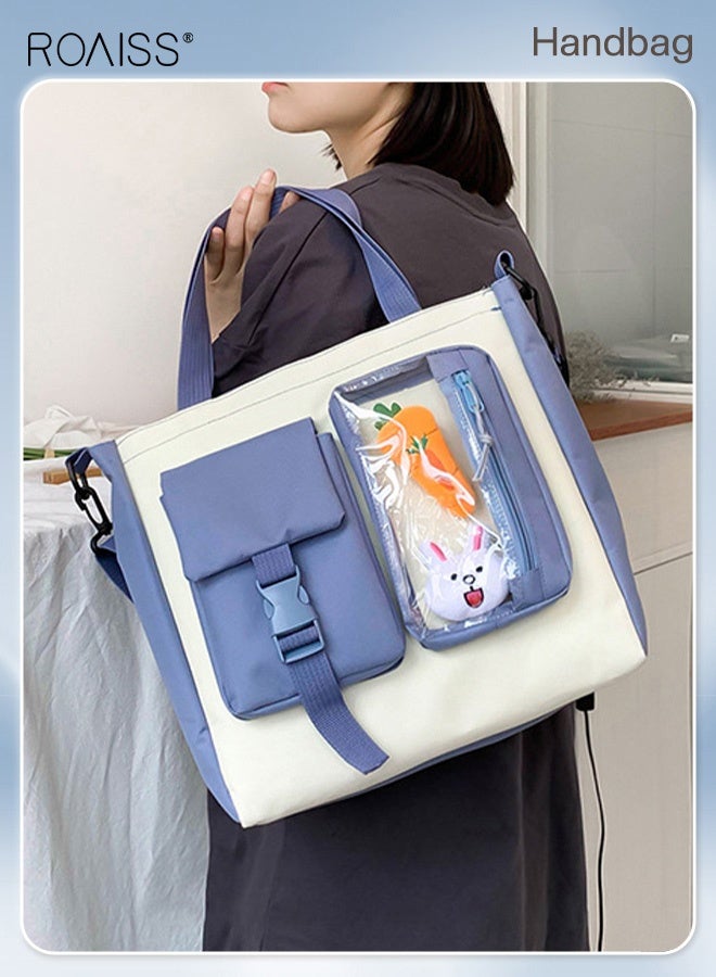 roaiss 4-Piece Set of Cute Backpack, Girl's Schoolbag for Elementary School Students, Large Capacity Children's School Bag for Teens, Lightweight Waterproof Casual Backpack Suit Blue - Image 4