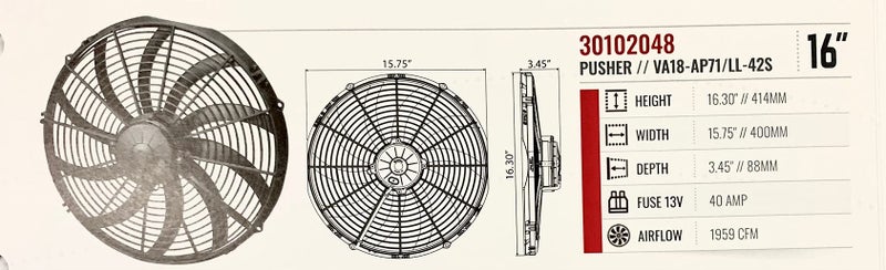 Spal 30102048 Pusher Fan (16In High Performance ; Curved Blade; For Use W/ 30Amp Fuse at 13V), 1 Pack - Image 5