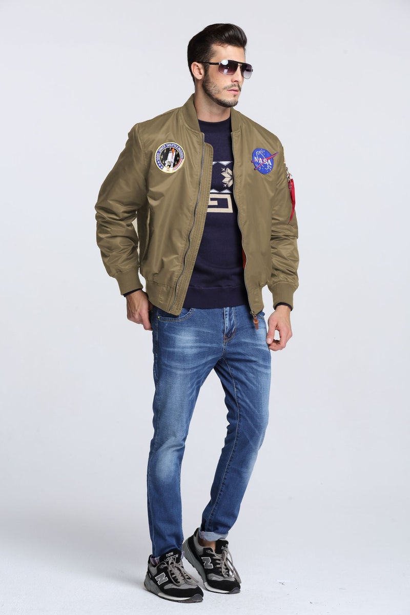 Thin Us Air Force Embroidered Badge Baseball Suit Nasa Bomber Jacket Men'S Workwear Coat Trend - Image 1